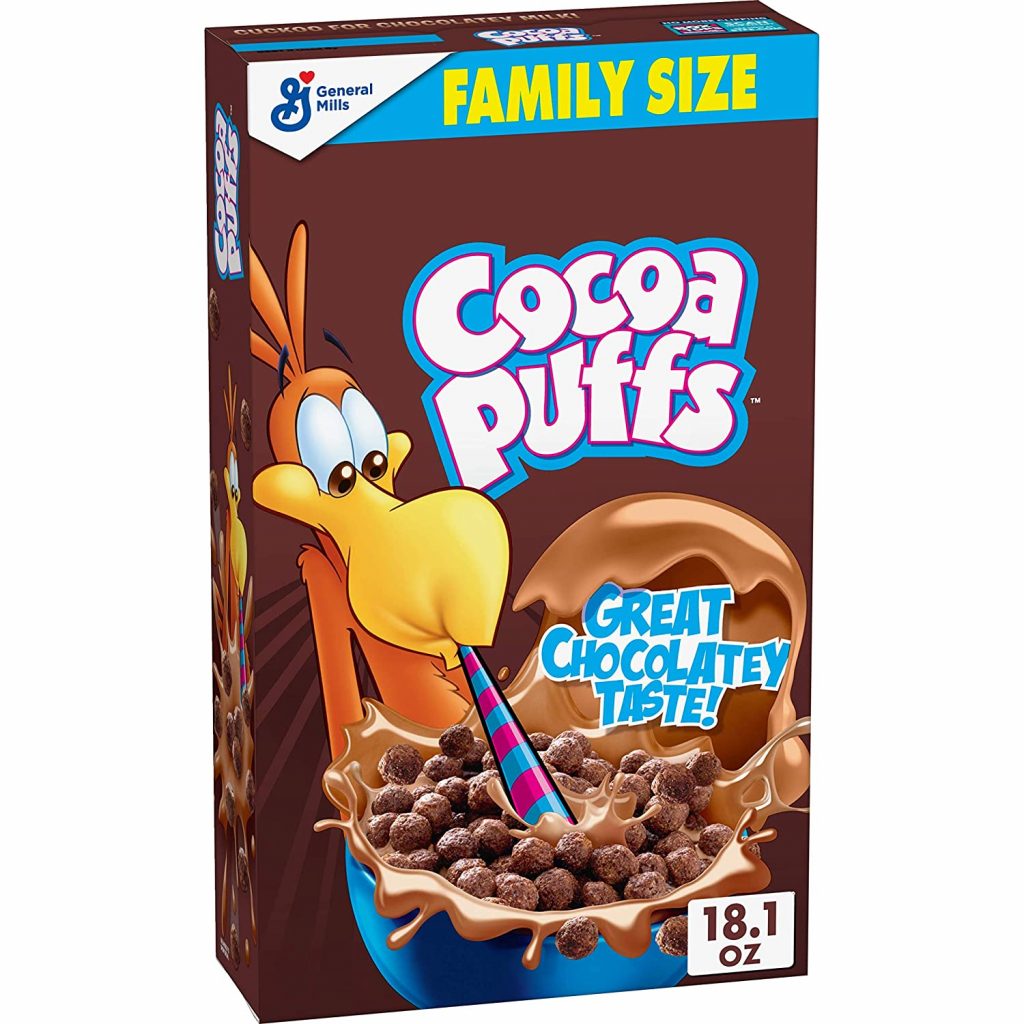 cocoa puffs cereal box