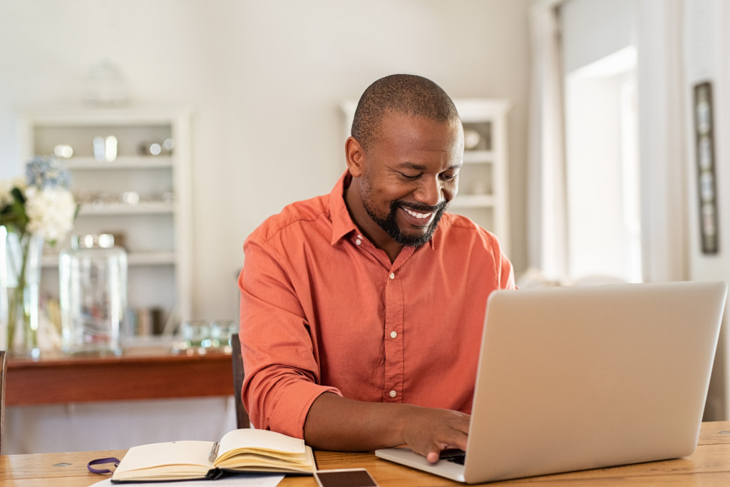 a man working at home